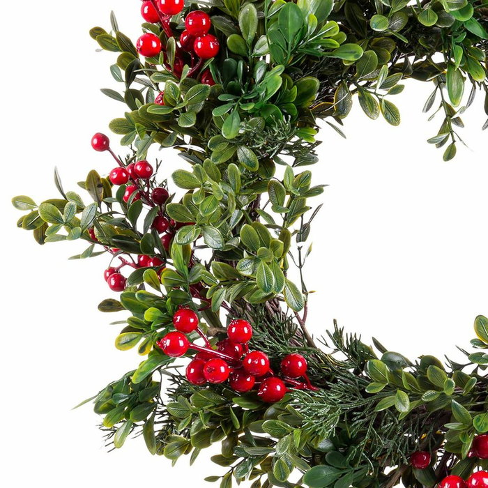 BigBuy Home Couronne de Noël Rouge Vert Plastique 41 x 41 x 10 cm BigBuy Home Couronne de Noël Rouge Vert Plastique 41 x 41 x 10 cm