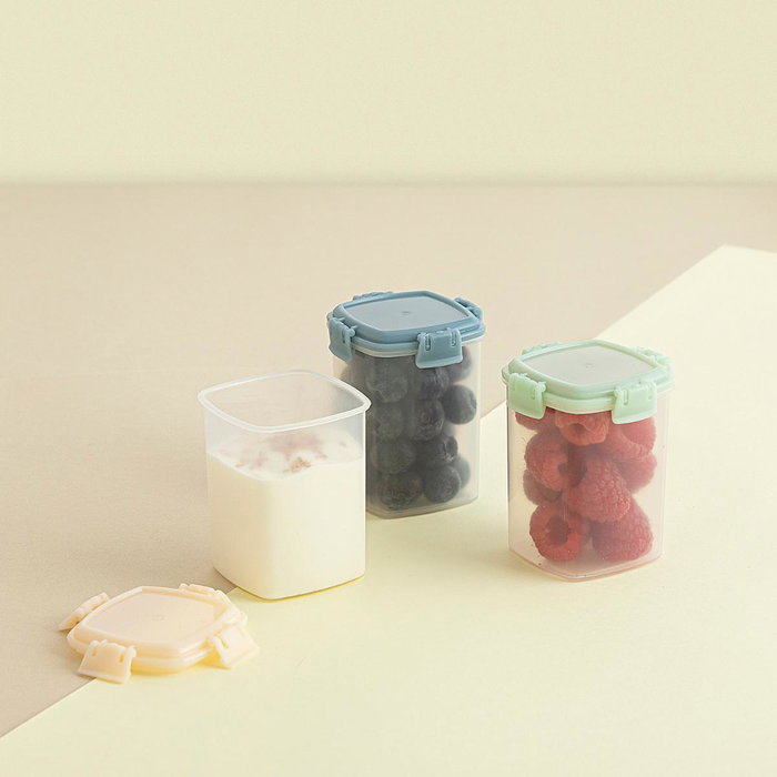 Quid Set 3 Récipients Hermétiques Plastique Minimal Beige 18x6x8 cm Aptes Micro-ondes et Réfrigérateur