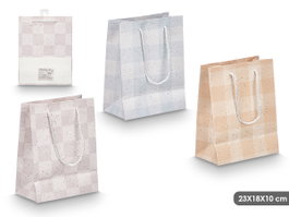 Pincello Sac à anses carreaux coloris assortis 23x18x10 cm (Set de 48)