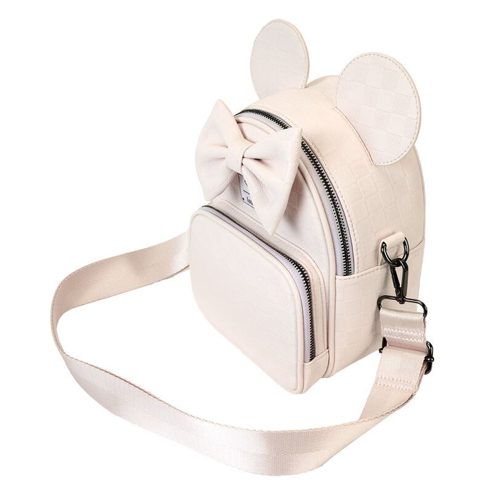Loungefly Sac à dos bandoulière Disney Minnie Ear Evergreen 20 cm - Pliage vegan, bandoulière et bretelles ajustables/détachables, poche à fermeture éclair, détails bronze