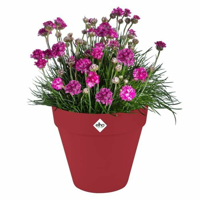 Elho Pot de fleurs Loft Urban Rond avec roues - Rouge - Ø 38.5 x H 35 cm
