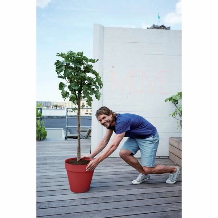 Elho Pot de fleurs Loft Urban Rond avec roues - Rouge - Ø 38.5 x H 35 cm
