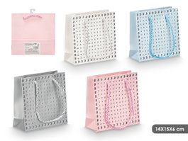 PINCELLO Lot de 48 sacs à anses avec points en relief, assortiment 4 couleurs