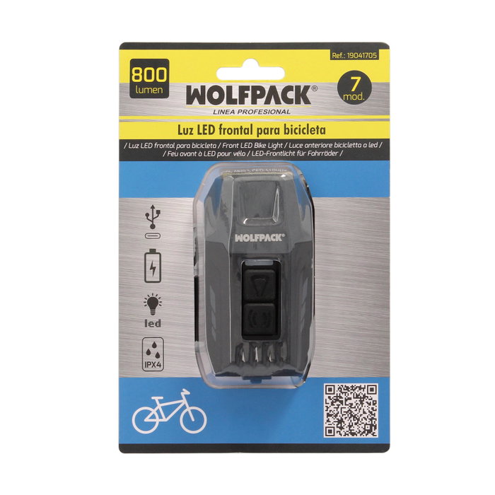 WOLFPACK LINEA PROFESIONAL Lampe LED Frontale 800 Lumens pour Vélo et Trottinette