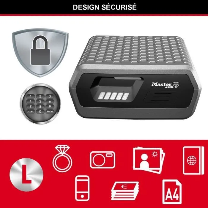 Master Lock CHW30300EURHRO Fireproof and Waterproof 10L Security Case with Electronic Combination