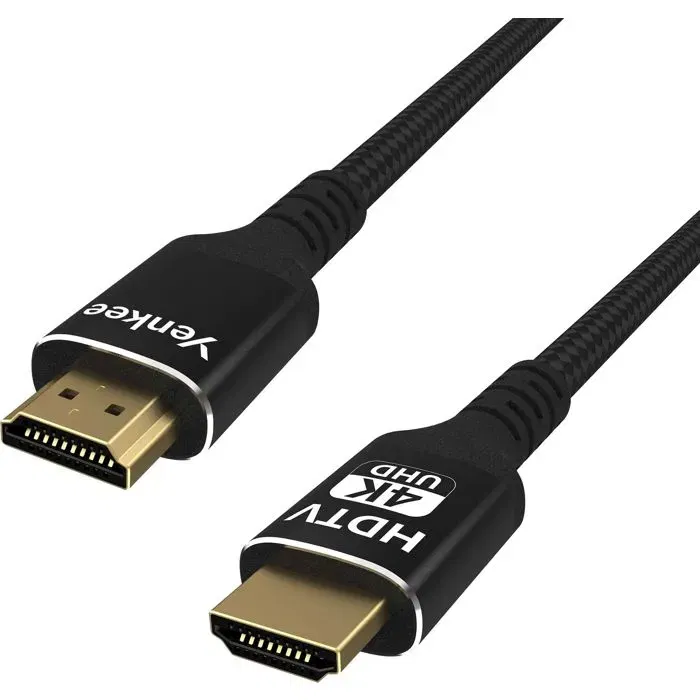Yenkee YCH 115 Câble HDMI 2.0 1,5 m avec Support 4K 60 Hz, HDR, 3D et ARC, Tresse en Nylon et Connecteurs Aluminium Yenkee YCH 115 Câble HDMI 2.0 1,5 m avec Support 4K 60 Hz, HDR, 3D et ARC, Tresse en Nylon et Connecteurs Aluminium