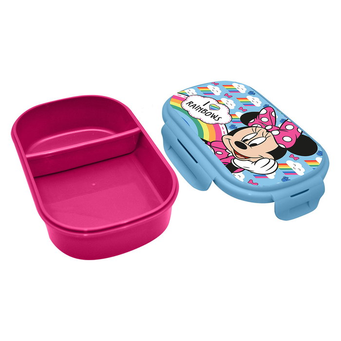 Kids Licensing Sandwichera avec couverts Minnie MN30016 - Sandwichera pour enfants avec deux compartiments et fermeture hermétique