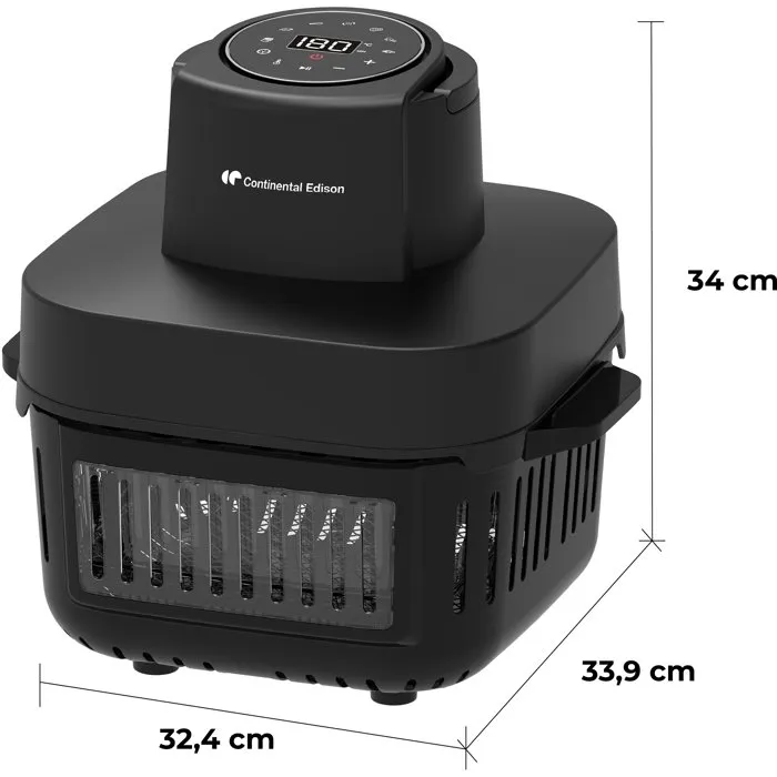 Continental Edison CEFR642G - Friteuse à air sans huile en verre - Noir