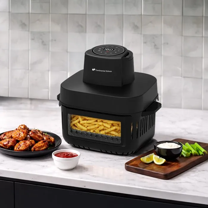 Continental Edison CEFR642G - Friteuse à air sans huile en verre - Noir