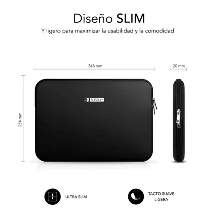 Subblim Business Laptop Sleeve Neoprene Housse Ordinateur Portable 15.6 Pouces Compatible MacBook Pro 16 A2485, A2141, Surface Book, Dell XPS, HP Envy
