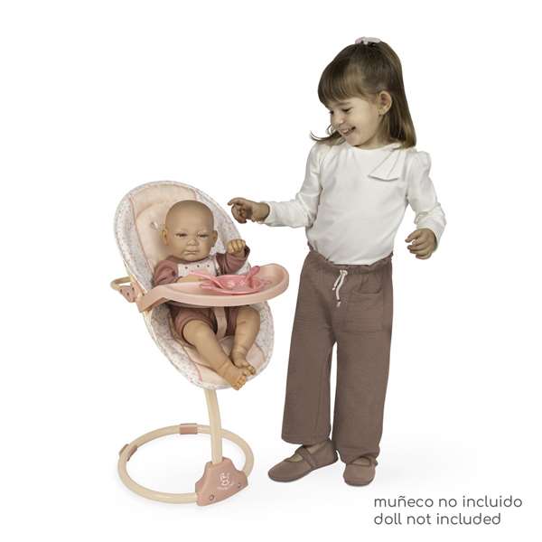 Decuevas Chaise bébé balançoire Tulipe 3-en-1 pour poupées jusqu'à 50 cm - Dimensions 30x31x60 cm, en métal, plastique et polyester