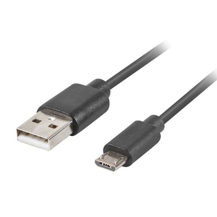 Câble Micro USB vers USB 2.0 3 mètres - Lanberg - Connecteurs dorés - Noir Câble Micro USB vers USB 2.0 3 mètres - Lanberg - Connecteurs dorés - Noir