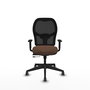 Chaise Alocén Synchrone/Traslack tissu Marron foncé Maille Noir Base pyramidale noire Accoudoir 1D Sans appui-tête Roulettes 65mm pour moquette