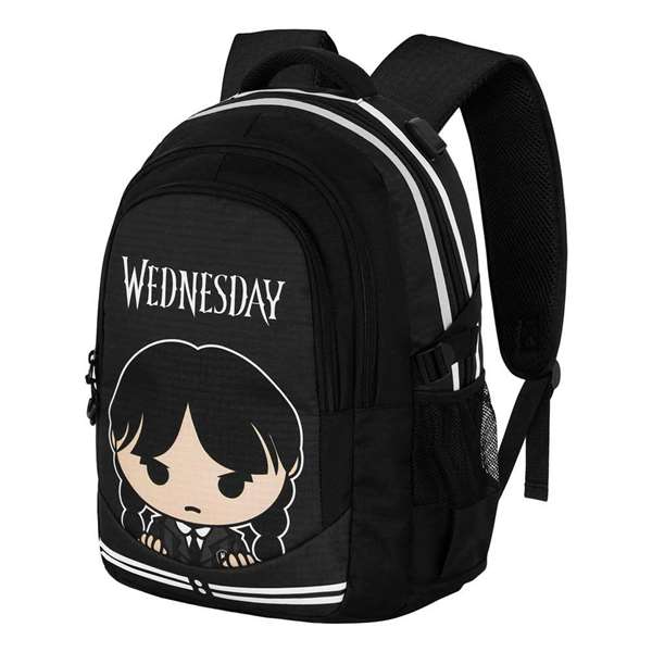 Karactermania - Mochila Miércoles Run. Plus FAN Cute - Sac à dos portable avec compartiment USB, ventilation et toile résistante - Gris - 44 x 34 x发给21 cm