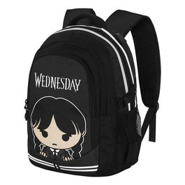 Karactermania - Mochila Miércoles Run. Plus FAN Cute - Sac à dos portable avec compartiment USB, ventilation et toile résistante - Gris - 44 x 34 x发给21 cm