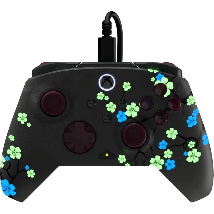 Turtle Beach Rematch Advanced - Manette de jeu filaire officielle pour Xbox - Compatible PC - Modèle Cherry Blossom - Conception phosphorescente et personnalisable