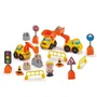 Ecoiffier Abrick 3358 - Malette de véhicules TP avec 3 engins de chantier, personnage et accessoires - Jeu de construction dès 18 mois