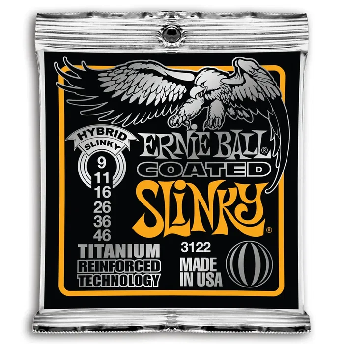ERNIEBALL Hybrid 9-46 Coated Titanium Electric Guitare Cordes 9-46 Jeu