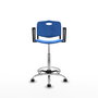 Tabouret Taburete Robledo Pivotant Chlorure de polyvinyle Bleu Structure chromée Accoudoirs fixes Sans appui-tête Roulettes autofreinées
