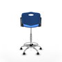 Tabouret Taburete Robledo Pivotant Chlorure de polyvinyle Bleu Structure chromée Accoudoirs fixes Sans appui-tête Roulettes autofreinées