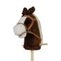 TACHAN Cheval à bascule Deluxe Marron avec sons, roues et harnais en cuir - Jouet en peluche 90 cm - Enfants 3 ans et plus