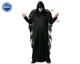 Déguisement Ange Noir avec Ailes pour Homme Adulte Tailles M à L, Thème Halloween Gothique, Tunique en Polyester