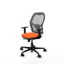 Chaise Jorquera Synchrone/Traslack tissu Orange Maille Gris Base en nylon noir Accoudoir 1D Sans appui-tête Roulettes 65mm nylon