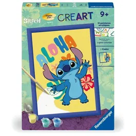 Ravensburger Kit de Peinture par Numéros CreArt Kids 25844 - Stitch - Tableau 18x24cm avec Cadre, Pinceau et Peintures - Dès 7 ans