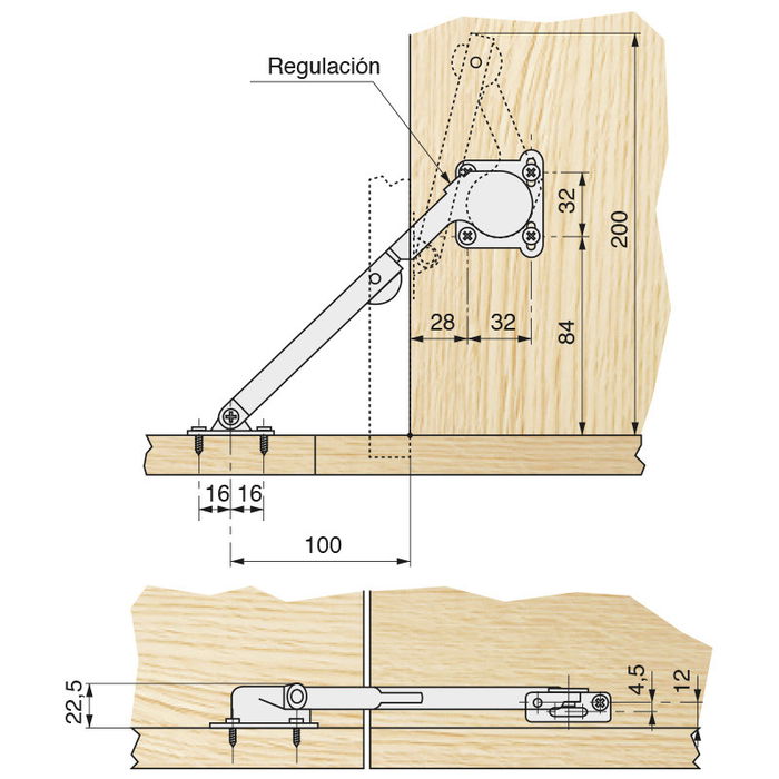 CEAM Bisagra Compás Resorte Regulable Niquel Mano Derecha Ceam