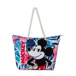 KARACTERMANIA Sac de plage Mickey Blossom Disney en toile, compartiment zippé et poignées, 37 x 52 x 17 cm