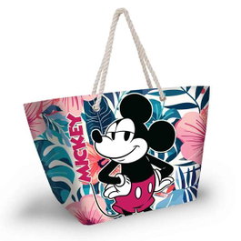 KARACTERMANIA Sac de plage Mickey Blossom Disney en toile, compartiment zippé et poignées, 37 x 52 x 17 cm