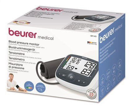 Beurer BM-40 Tensiomètre de bras avec grand écran LCD, mesure pression artérielle et arythmie, testé cliniquement ESH