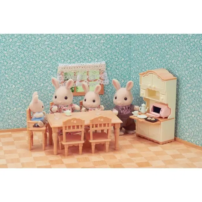 Sylvanian Families - Figurines miniatures et meubles - Set complet de salle à manger - Série Les Meubles et Accessoires