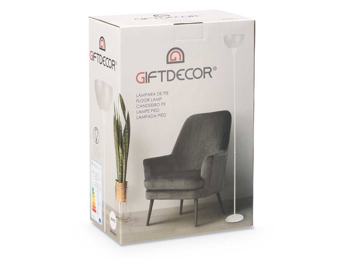 Giftdecor Lampe sur pied blanche 22x185x22 cm métal et plastique E27 60W max (Set de 2)