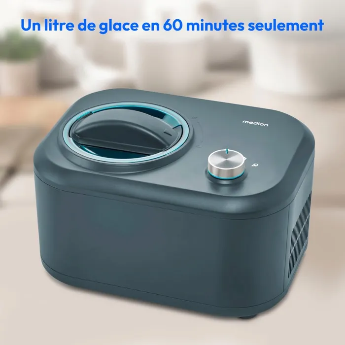 Medion Machine à glace avec compresseur - 1 litre - Pour crèmes glacées, sorbets et yaourts glacés, 100
