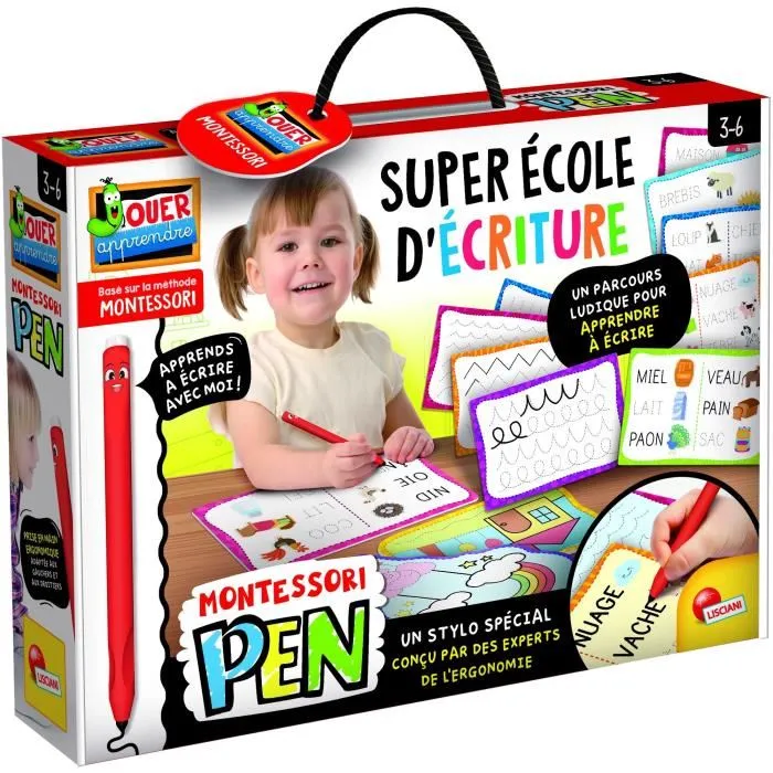 Lisciani Stylo ergonomique pour droitiers et gauchers Montessori - Coffret d'apprentissage de l'écriture avec tableau effaçable, feutre, lettres magnétiques et craie Lisciani Stylo ergonomique pour droitiers et gauchers Montessori - Coffret d'apprentissage de l'écriture avec tableau effaçable, feutre, lettres magnétiques et craie