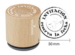Woodies Sello de madera y caucho Invitación reserva la fecha 30mm