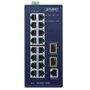 Planet IGS-4215-16T2S - Commutateur Gestionné Gigabit Industriel L2/L4, 16 Ports RJ-45 1G, 2 Slots SFP, 36 Gbps, IP30, -40 à 75°C, 12-48V DC