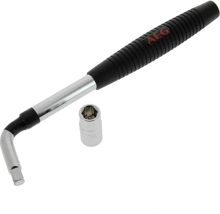 AEG - Clé de roue cliquet réversible 17/19mm, télescopique (36-54.5cm), effet de levier, poignée antidérapante