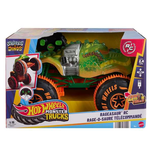 Mattel - Hot Wheels Monster Trucks - Camion radio commandé Sams'h-O-Saurus 1:15 - Jouet véhicule pour enfant - Nécessite piles AAA Mattel - Hot Wheels Monster Trucks - Camion radio commandé Sams'h-O-Saurus 1:15 - Jouet véhicule pour enfant - Nécessite piles AAA