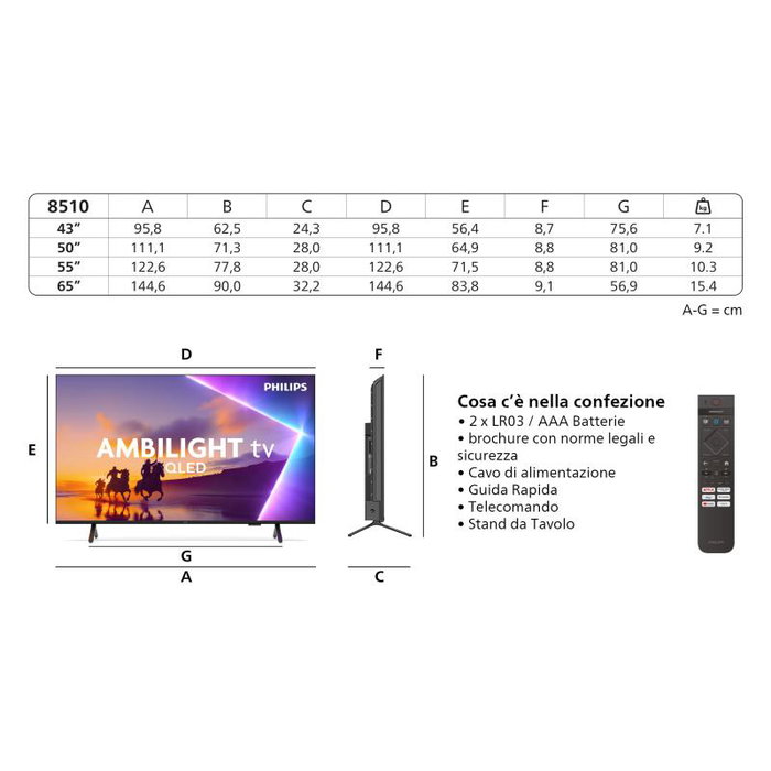 Philips 43PUS8510/12 Téléviseur LED 43 Pouces 4K UHD Android TV avec Ambilight