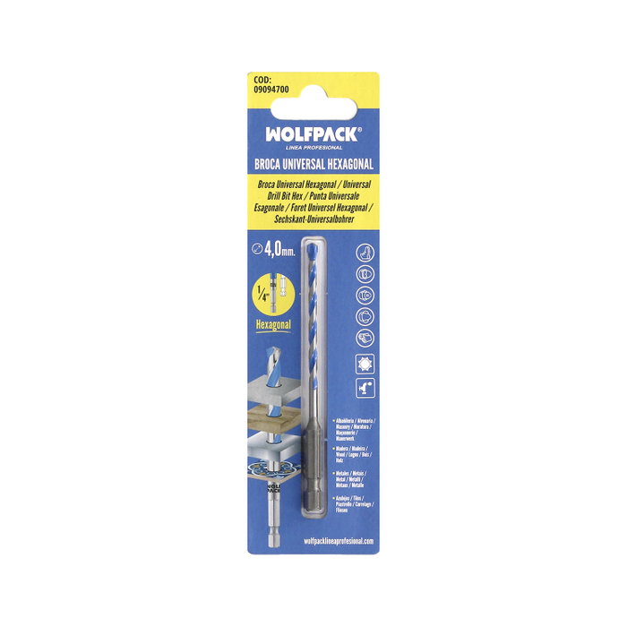 WOLFPACK LINEA PROFESIONAL Broca Universelle Hexagonale 4,0 mm