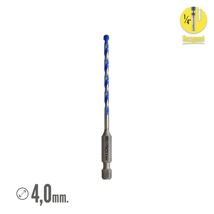 WOLFPACK LINEA PROFESIONAL Broca Universelle Hexagonale 4,0 mm