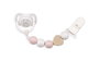 Set de sucette avec chaîne de pièces en bois et pince blanche - Muñecas Arias