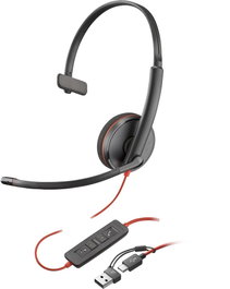 Poly Blackwire 3210 USB-C Casque Mono Auriculaire Filaire avec Microphone Suppression de Bruit USB pour PC