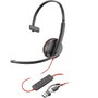 Poly Blackwire 3210 Monoaural USB et USB-C Noir