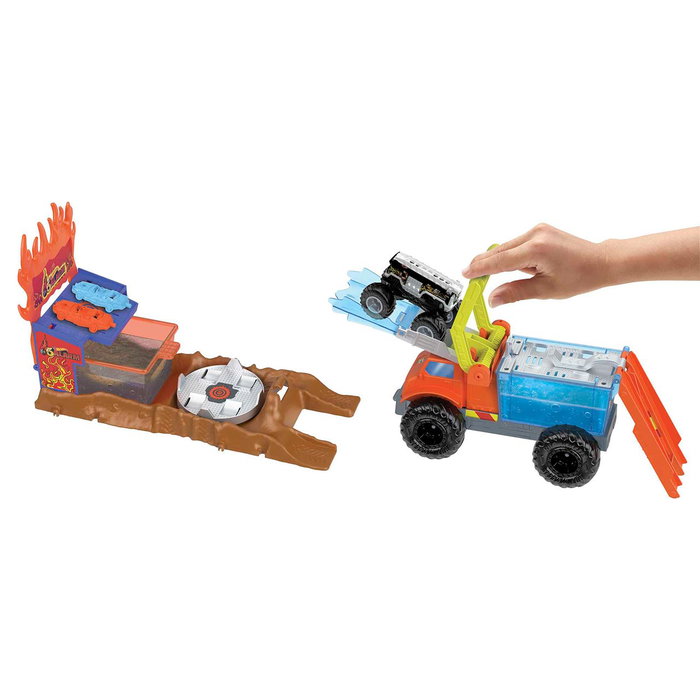 Hot Wheels Monster Trucks Arena Smasher 5 Alarm Color Shifters Hpn73 - Jeu de changement de couleur - Multilingue - +3 ans