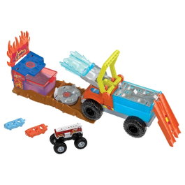 Hot Wheels Monster Trucks Arena Smasher 5 Alarm Color Shifters Hpn73 - Jeu de changement de couleur - Multilingue - +3 ans