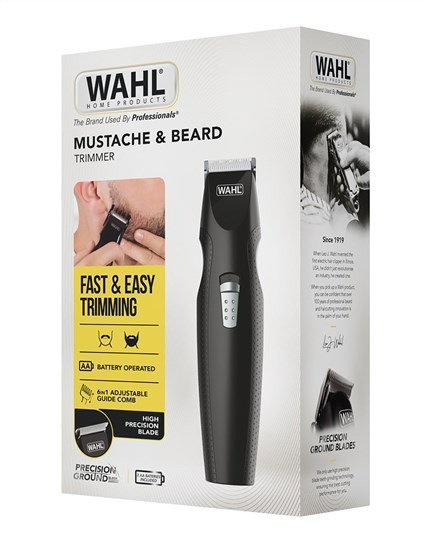 Wahl 5606-508 Cortabarbas pour moustache et barbe avec précision réglable 2-12mm, cuchillas autoafilables, fonctionnement sur piles