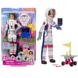 Mattel Barbie Astronaute - Coffret 65ème Anniversaire avec Poupée, 10 Accessoires, Véhicule et Ordinateur Portable - Jouet pour Enfants 3 Ans et Plus